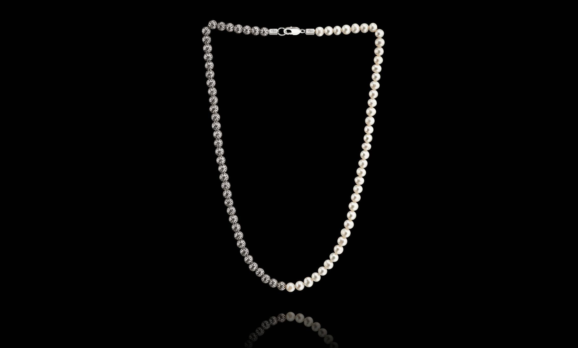 Pearl - Silver Necklace V (7mm) (8504182178127)