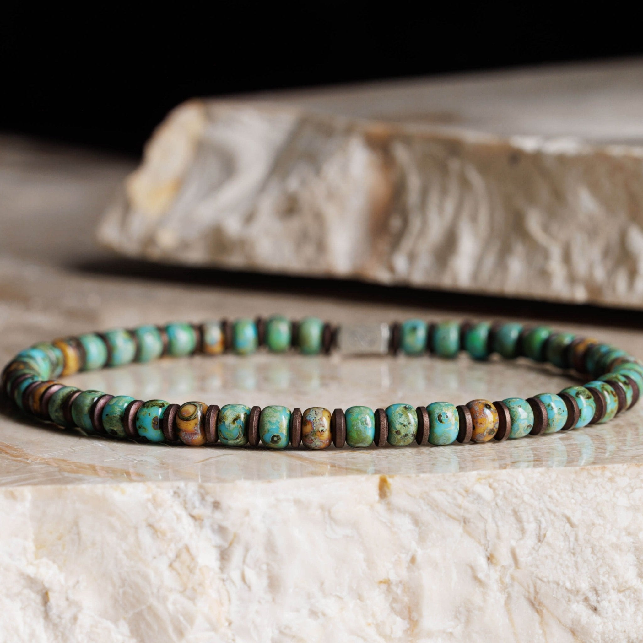 Camel-Turquoise Hematite Bracelet V (4mm)