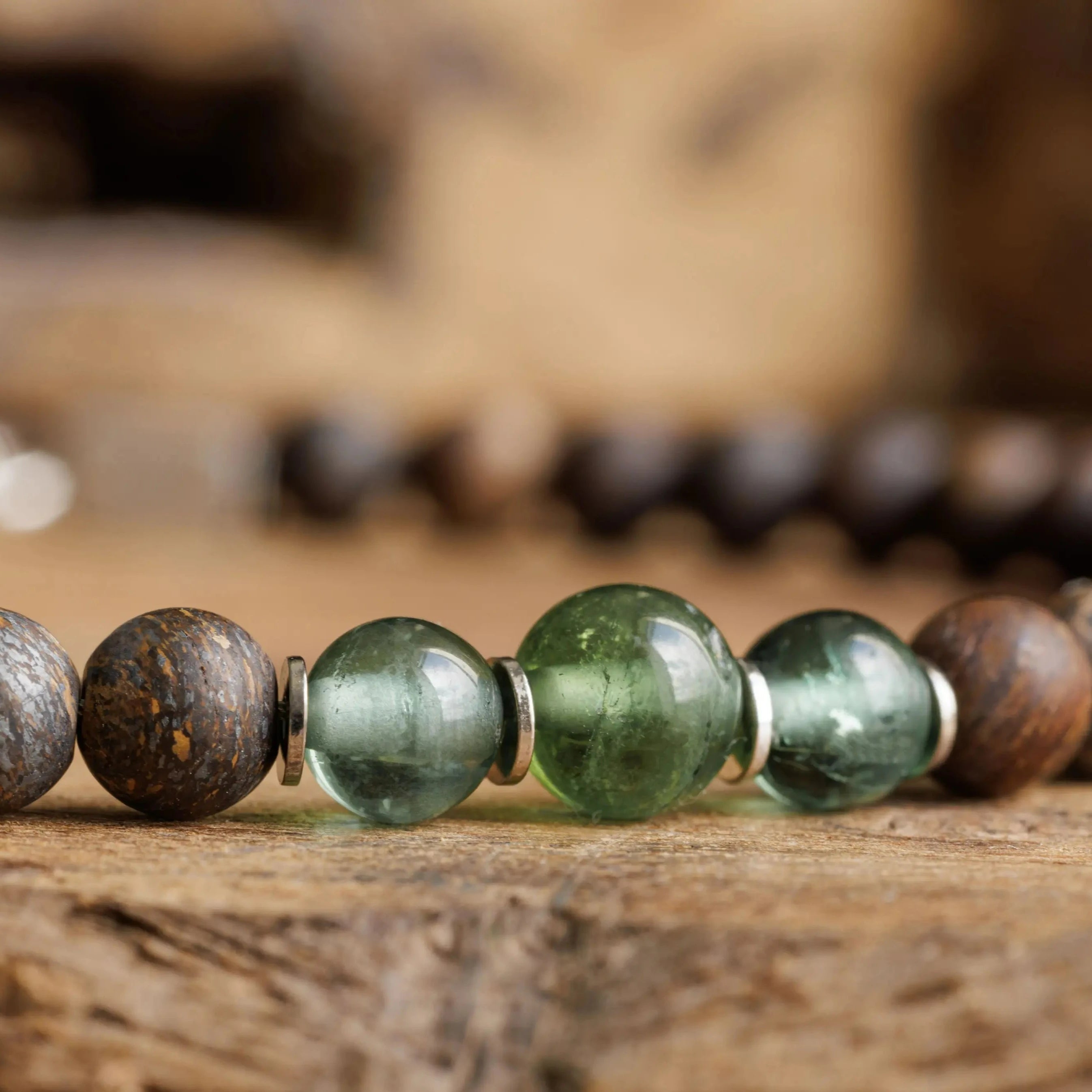 Bronzite - Indicolite Tourmaline Bracelet II (4-5mm)