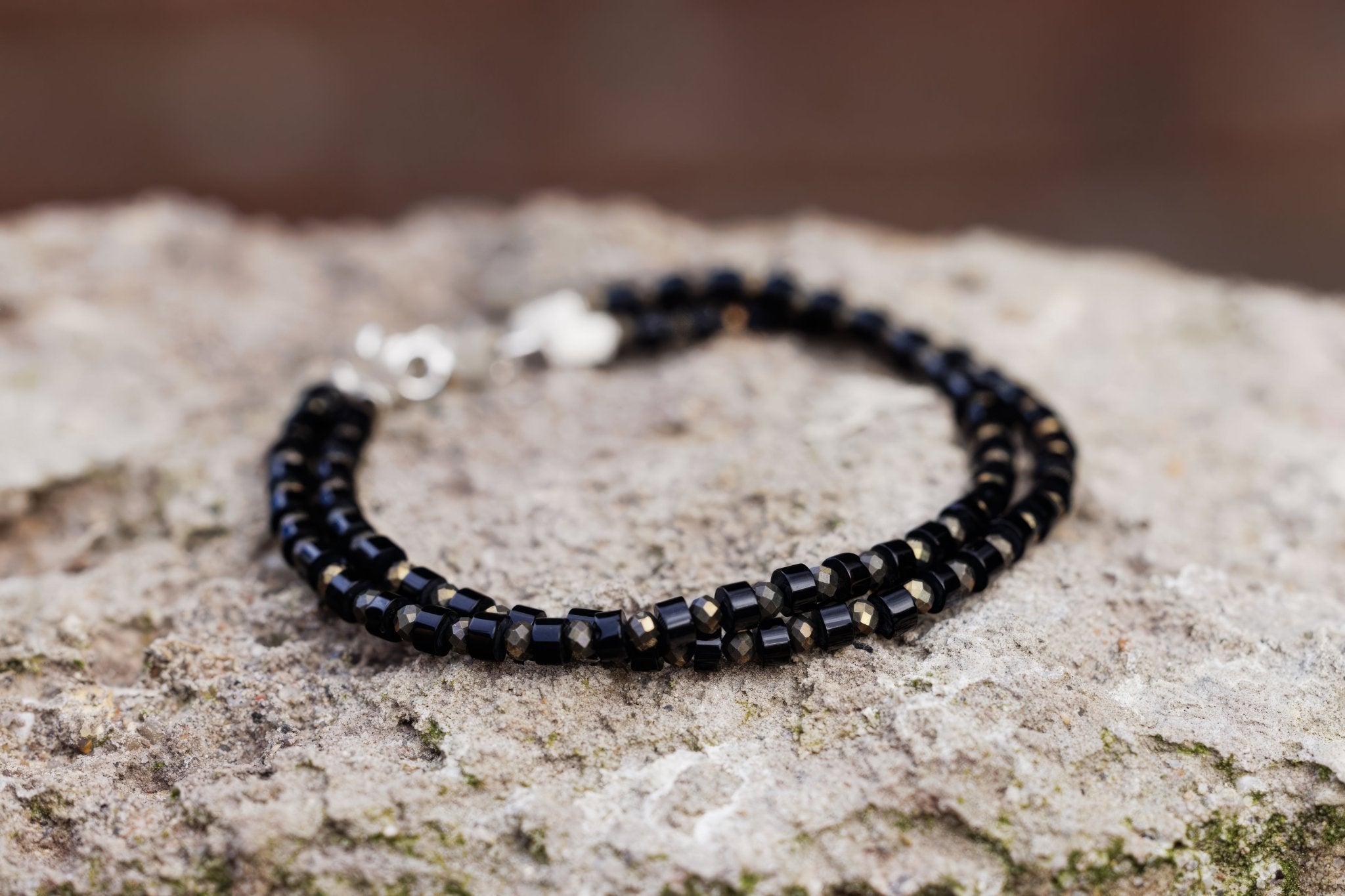 Pyrite - Black Onyx Bracelet I (4mm) (8722500649295)