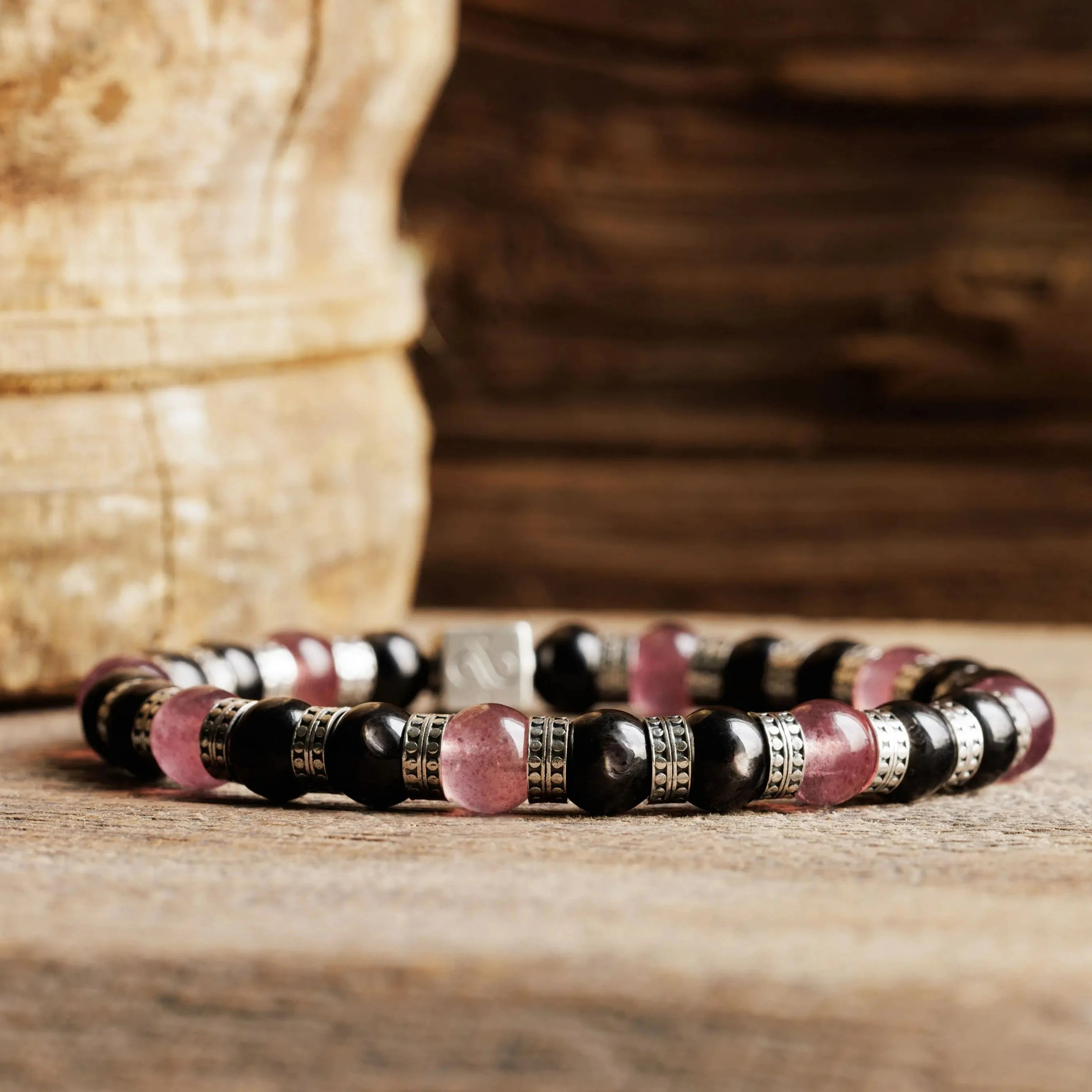 Raspberry Quartz - Hypersthene Bracelet II (8mm)