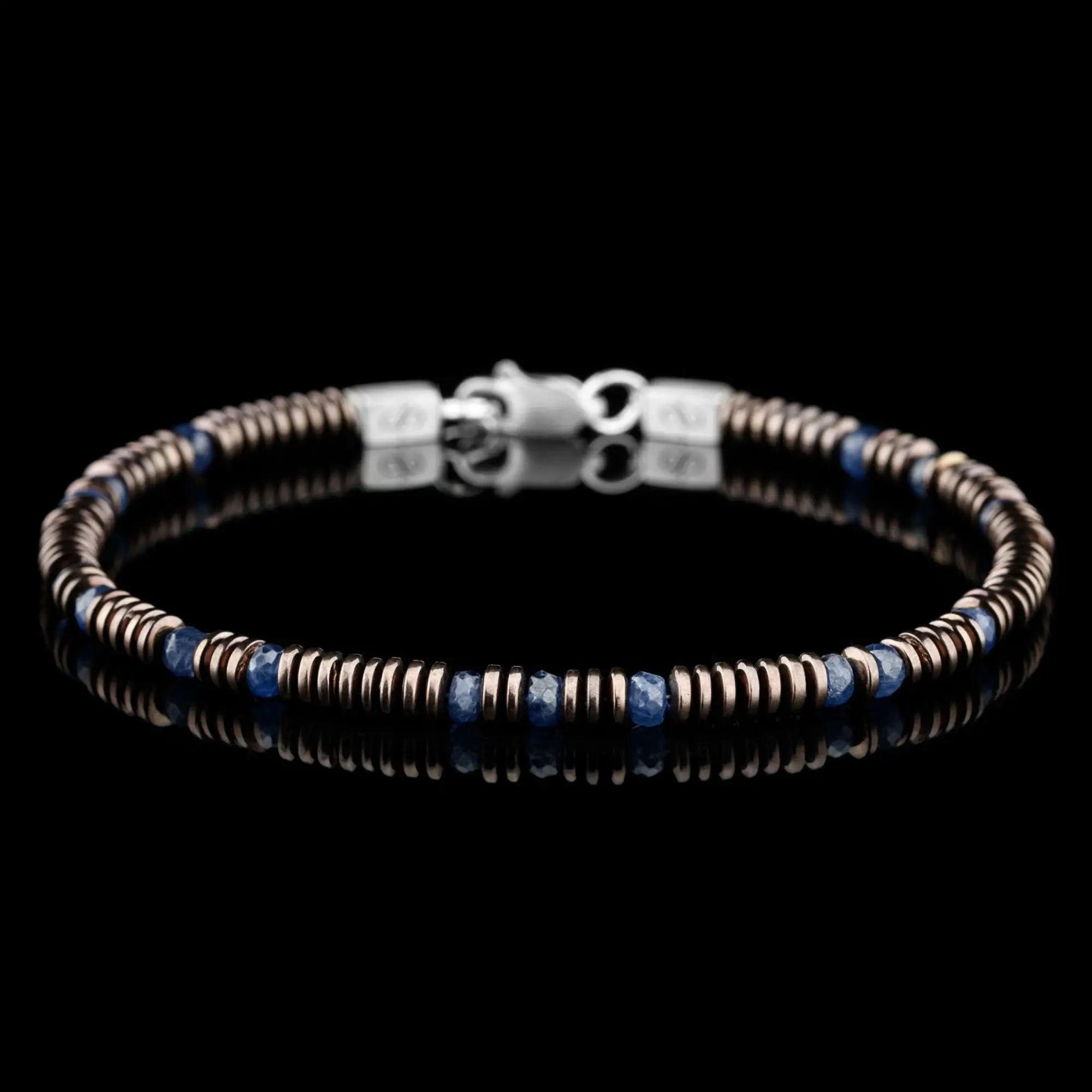 Blue Sapphire  – Hematite bracelet XII (3.5-4mm)