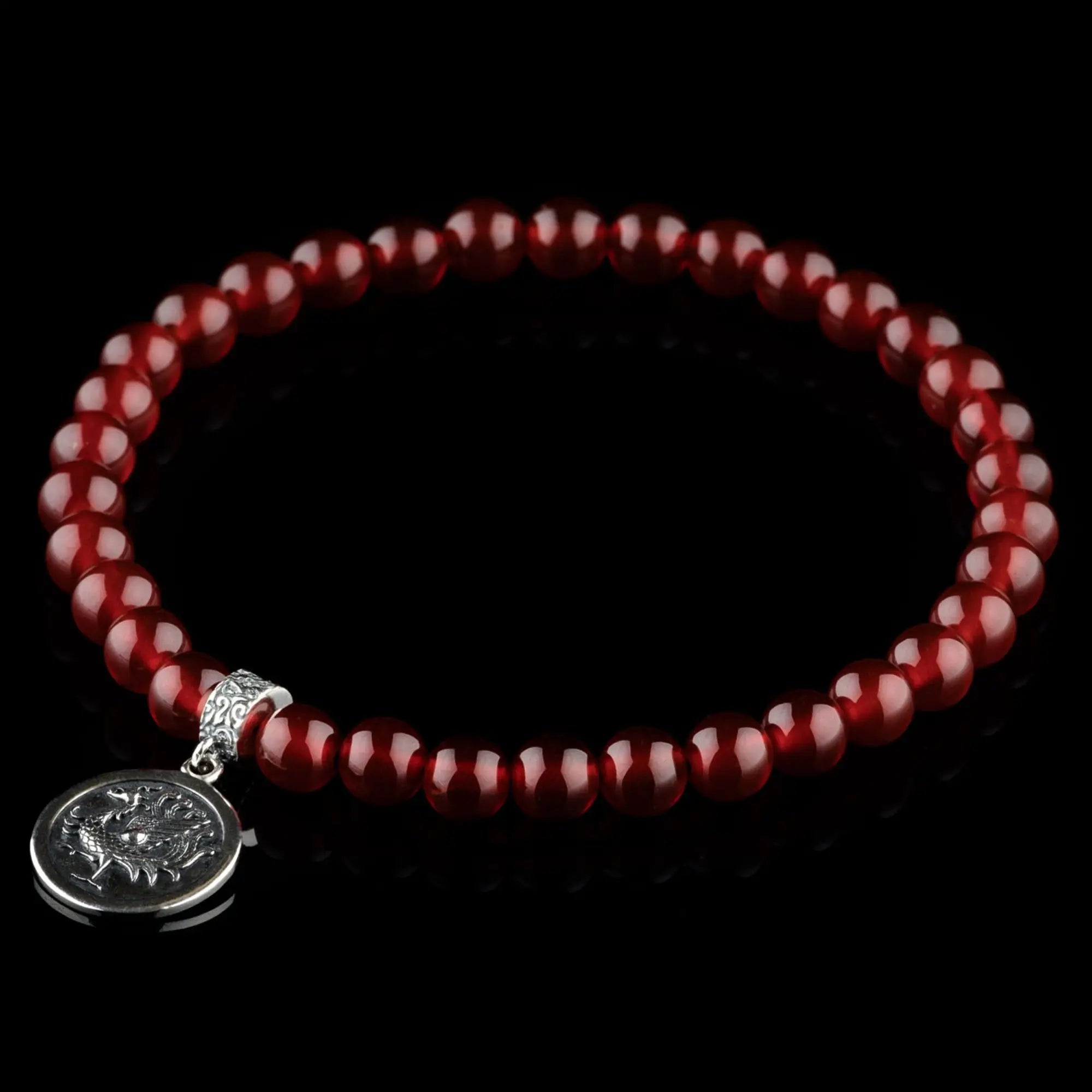 Carnelian - Vermillion Bird Bracelet (6mm)