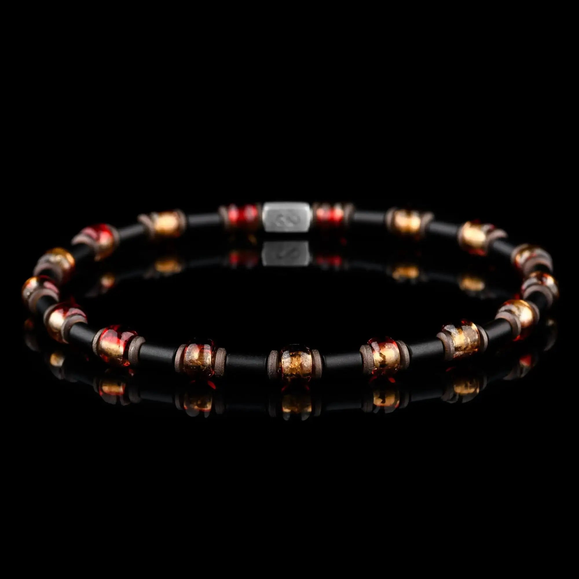 Hematite Black - Red/Peach Bracelet I (6mm)