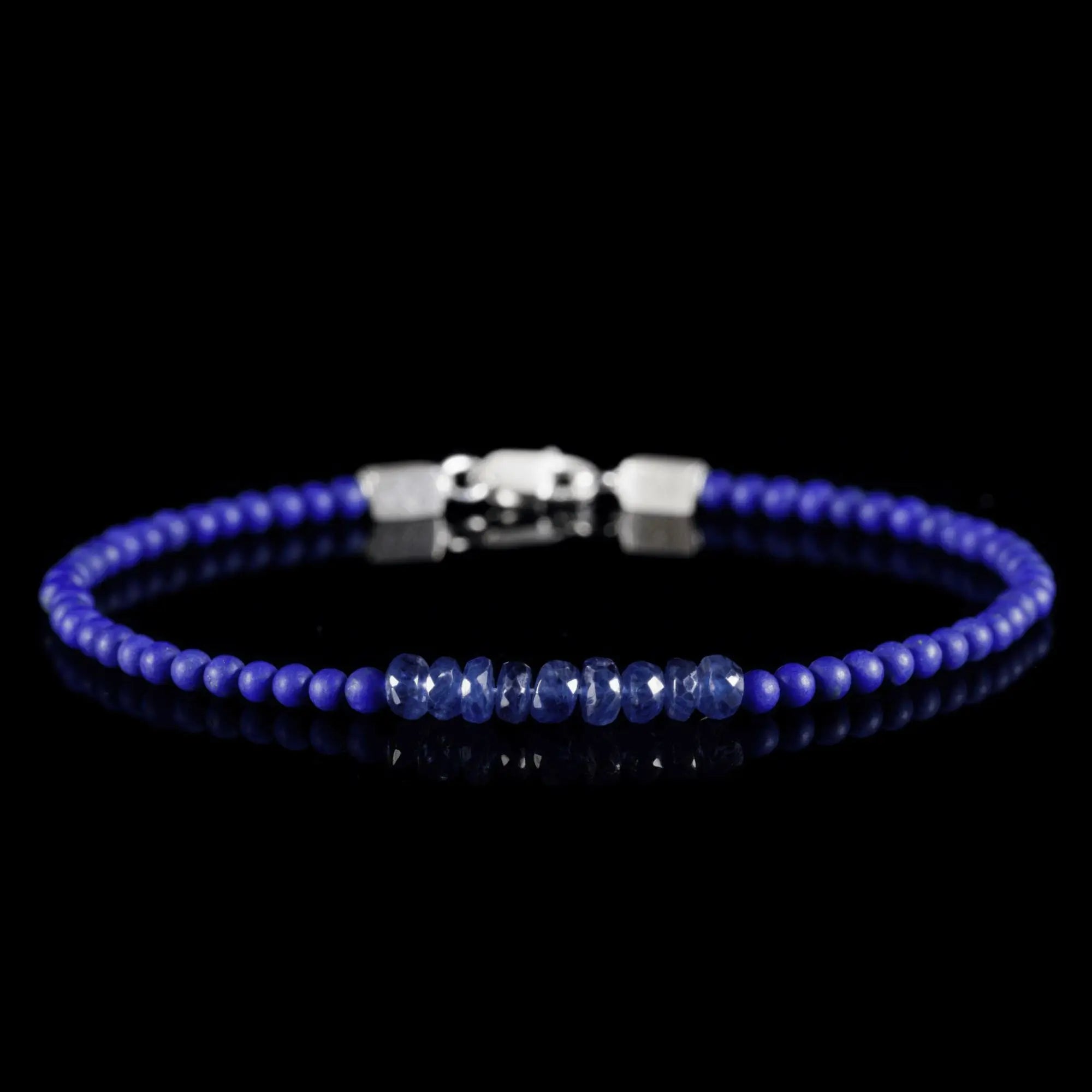 Matte Lapis Lazuli - Blue Sapphire Bracelet I (3-4mm)