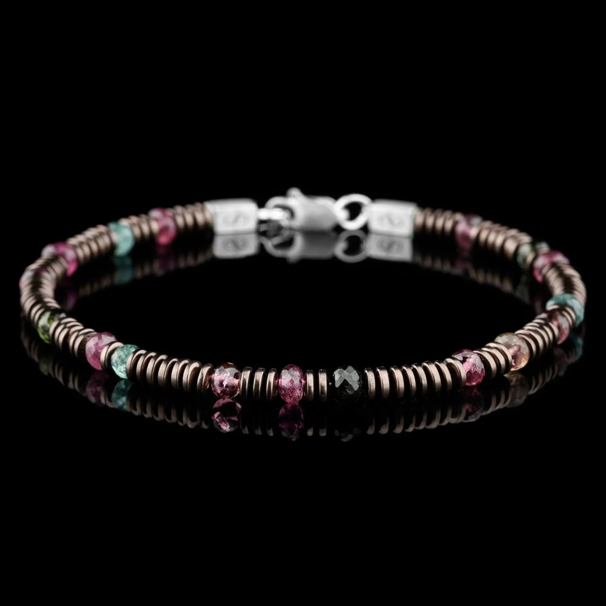 Multicolor Tourmaline – Hematite Bracelet XIV (3.5-4mm)