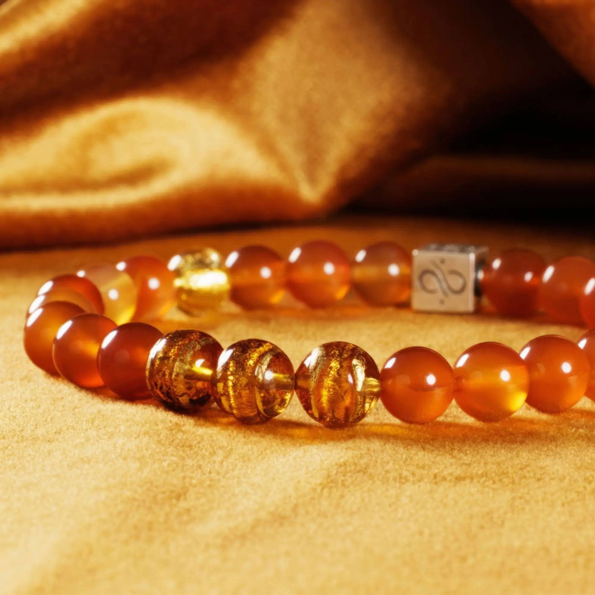 Carnelian - Murano Gold Topaz Bracelet XVIII (8mm)