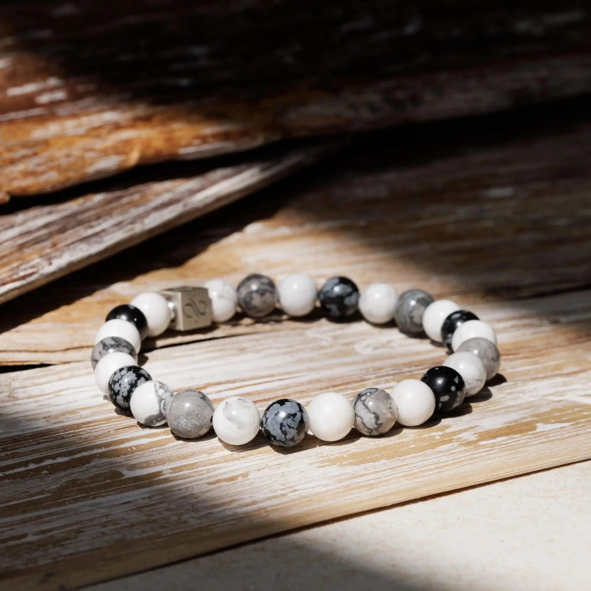 Picasso Jasper-Snowflake Obsidian-Howlite Bracelet I (8mm)