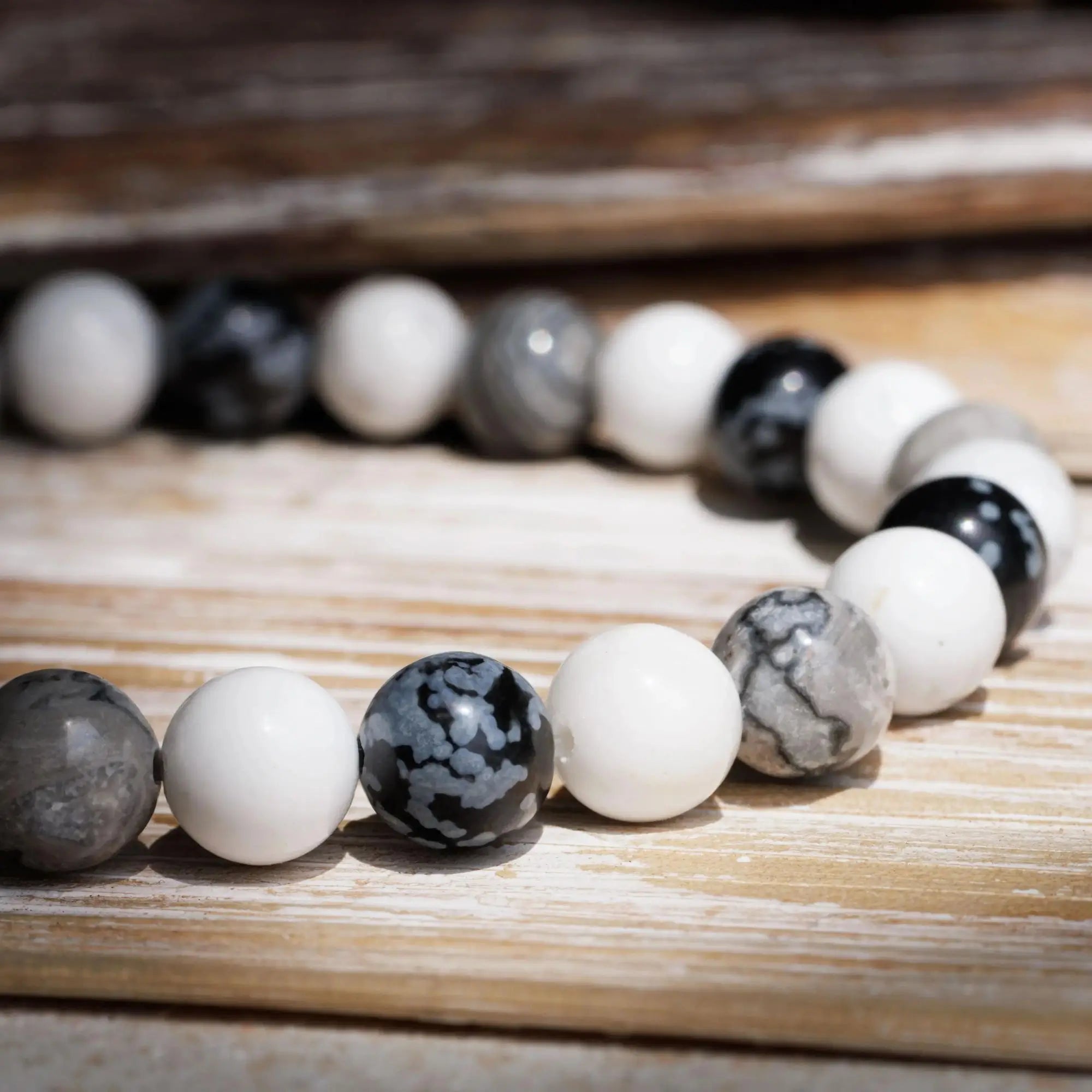 Picasso Jasper-Snowflake Obsidian-Howlite Bracelet I (8mm)