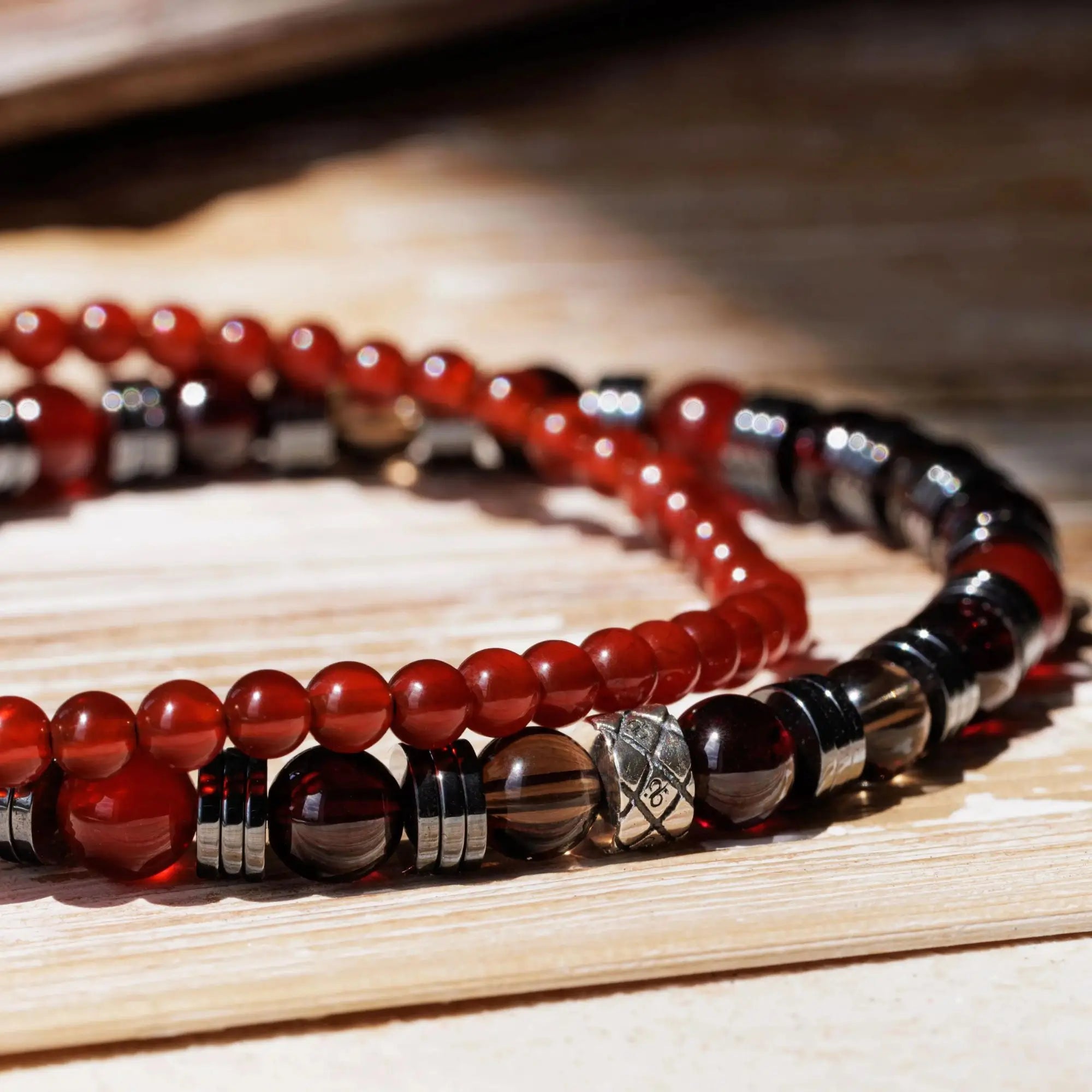 Red Garnet - Carnelian - Smoky Quartz Bracelet I (6mm)